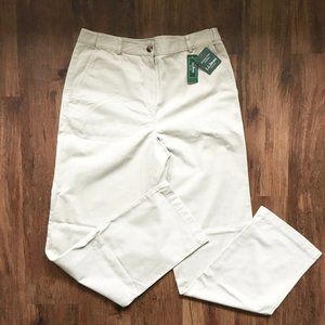 NWT L.L. BEAN Wrinkle Free Classic Straight Leg Pants Khaki High rise SZ 10 TALL